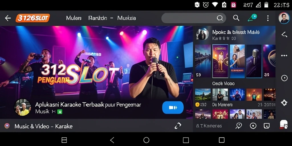 Tampilan antarmuka aplikasi 3126SLOT saat sesi karaoke berlangsung.