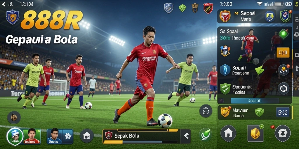 Antarmuka 888R yang menarik untuk permainan Sepak Bola.