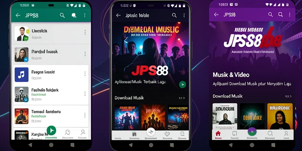 Tampilan antarmuka aplikasi JPS88 untuk pengunduhan musik yang mudah.