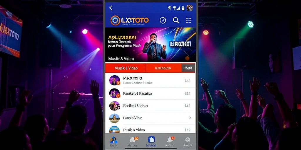 Tampilan antarmuka aplikasi OLXTOTO dengan fitur karaoke yang menarik dan interaktif.