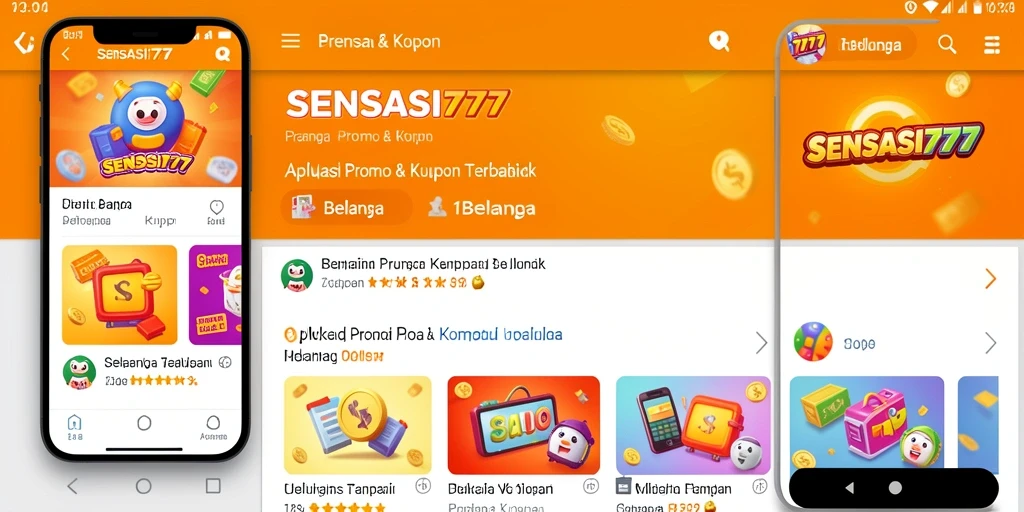 Tampilan antarmuka aplikasi Promo & Kupon SENSASI777 yang menarik.