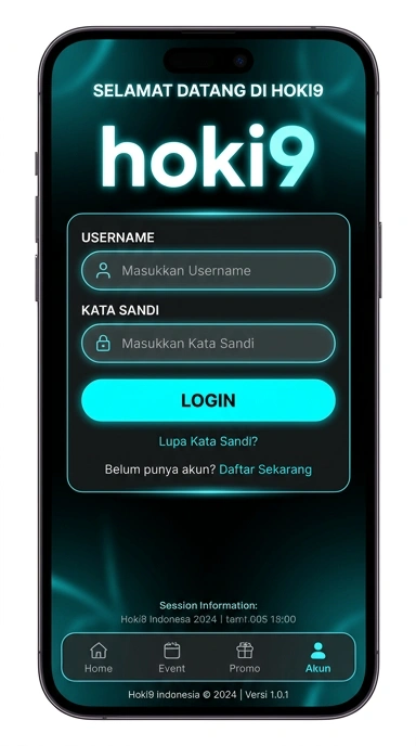 Tampilan halaman login hoki9