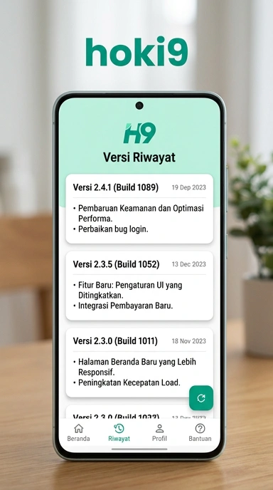 Tampilan riwayat versi hoki9